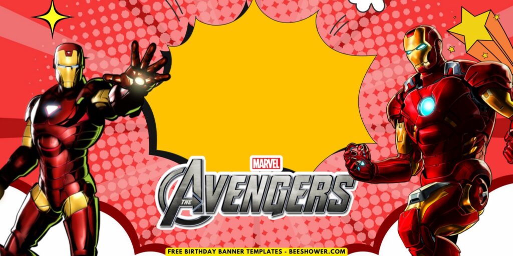 (Free Canva Template) Super Epic Marvel Avengers Birthday Backdrop Templates B