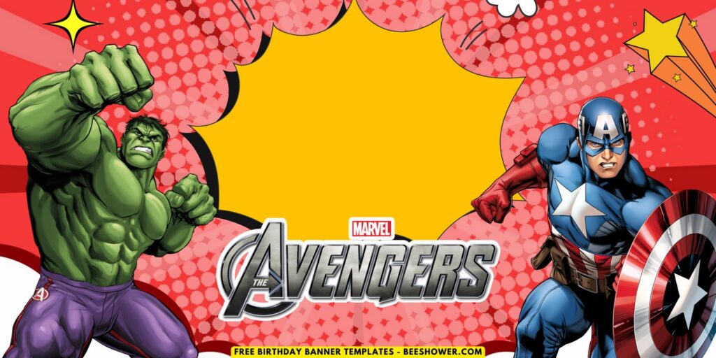 (Free Canva Template) Super Epic Marvel Avengers Birthday Backdrop Templates C
