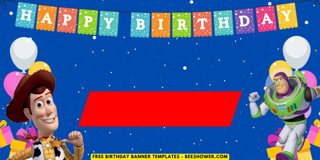 (Free Canva Template) Toy Story Galaxy Birthday Backdrop Templates C