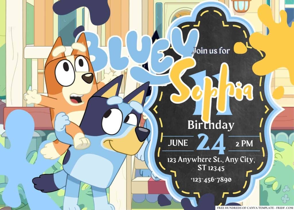 FREE Editable Bluey Birthday Invitations | Beeshower