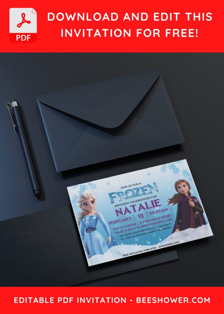 Frozen Theme Birthday Invitation with Anna