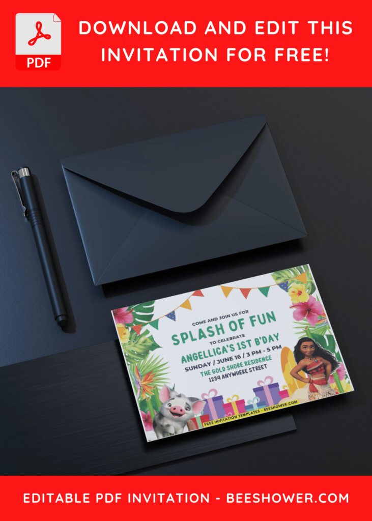 Moana Kids Birthday Invitation