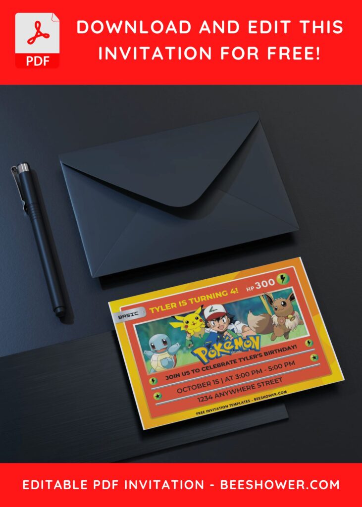 1 7 - Downloadable (Free PDF Invitation) Pokemon Adventure Birthday Invitation - Template No. 51