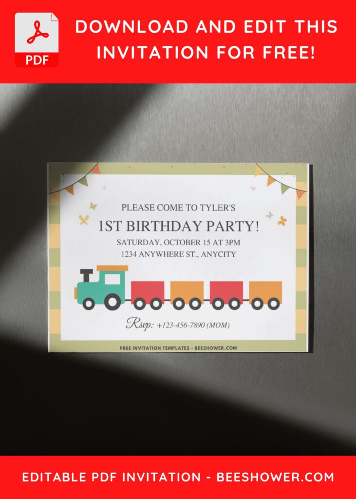 2 15 - Downloadable (Free PDF Invitation) Steam Train Baby Shower Invitation - Template No. 38