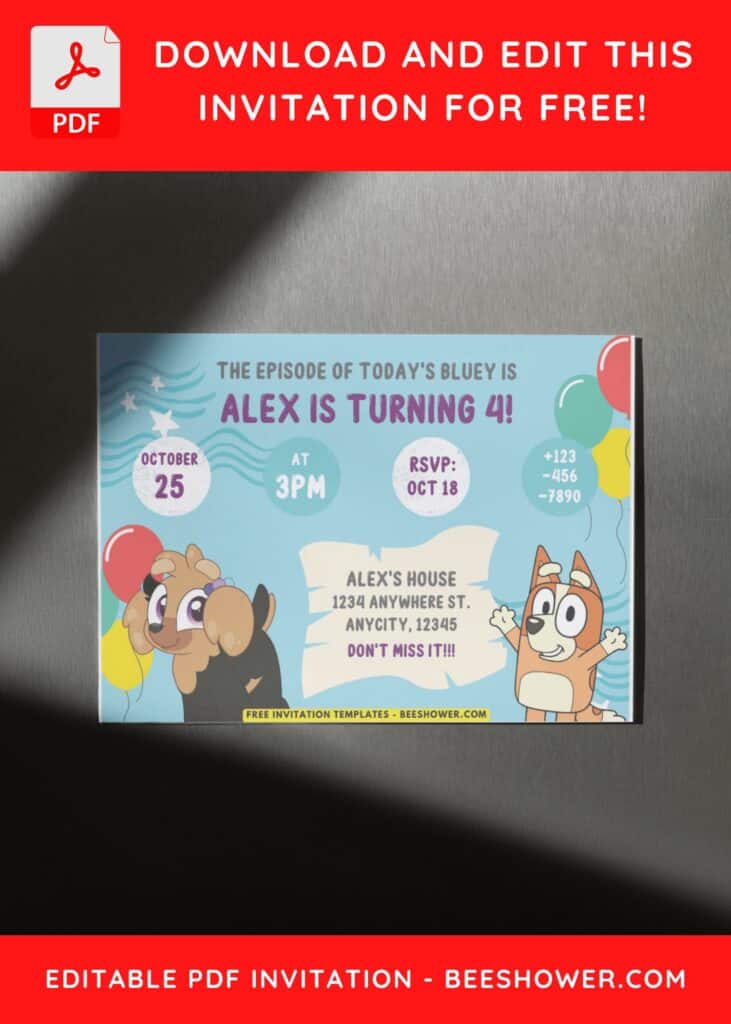 2 16 - Downloadable (Free PDF Invitation) Bluey And Friends Baby Shower Invitation - Template No. 40