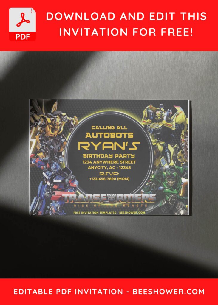 2 18 - Downloadable (Free PDF Invitation) Transformers Lightning Baby Shower Invitation - Template No. 36