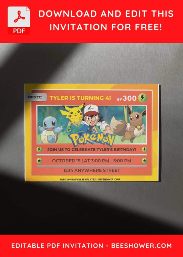 2 7 - Downloadable (Free PDF Invitation) Pokemon Adventure Birthday Invitation - Template No. 49