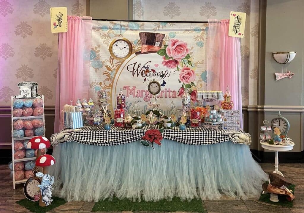 Rustic Pink table cloth and backdrop