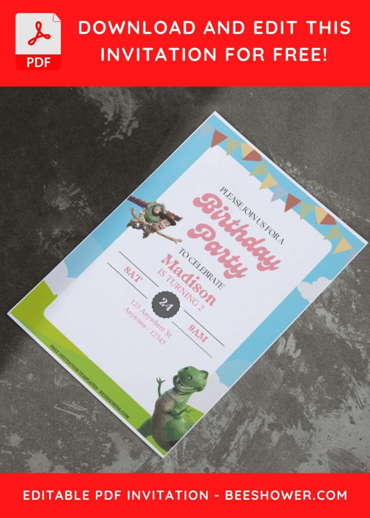 3 41 - Downloadable (Free PDF Invitation) Toy Story Sunshine Birthday Invitation - Template No. 51