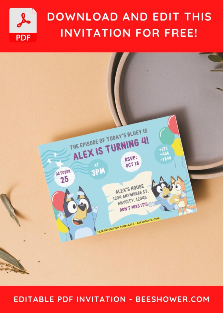 4 16 - Downloadable (Free PDF Invitation) Bluey And Friends Baby Shower Invitation - Template No. 36