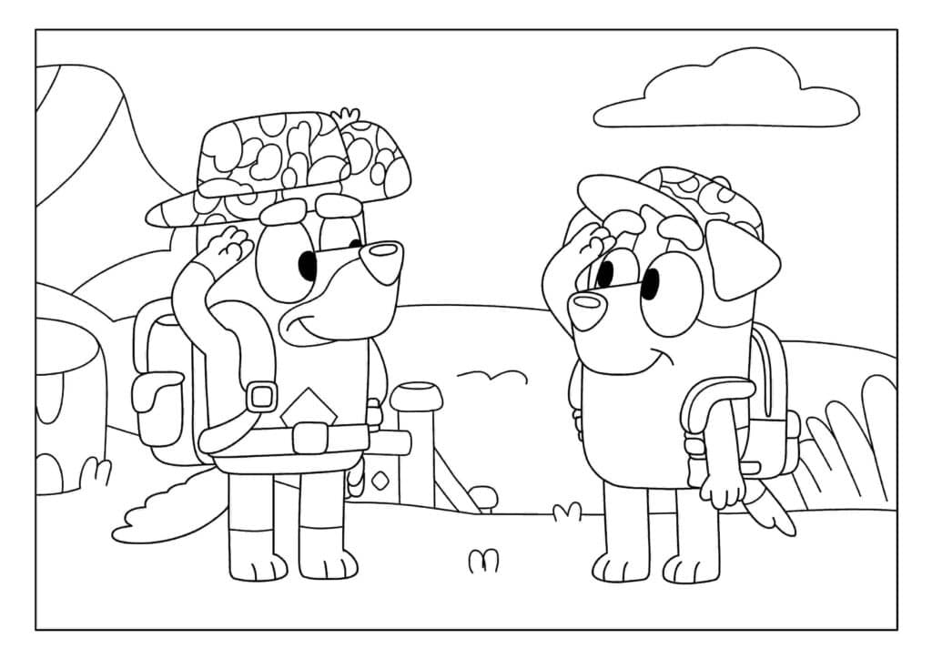 Bluey and Heeler Coloring Pages Templates