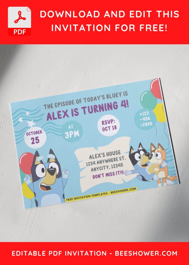 5 16 - Downloadable (Free PDF Invitation) Bluey And Friends Baby Shower Invitation - Template No. 34