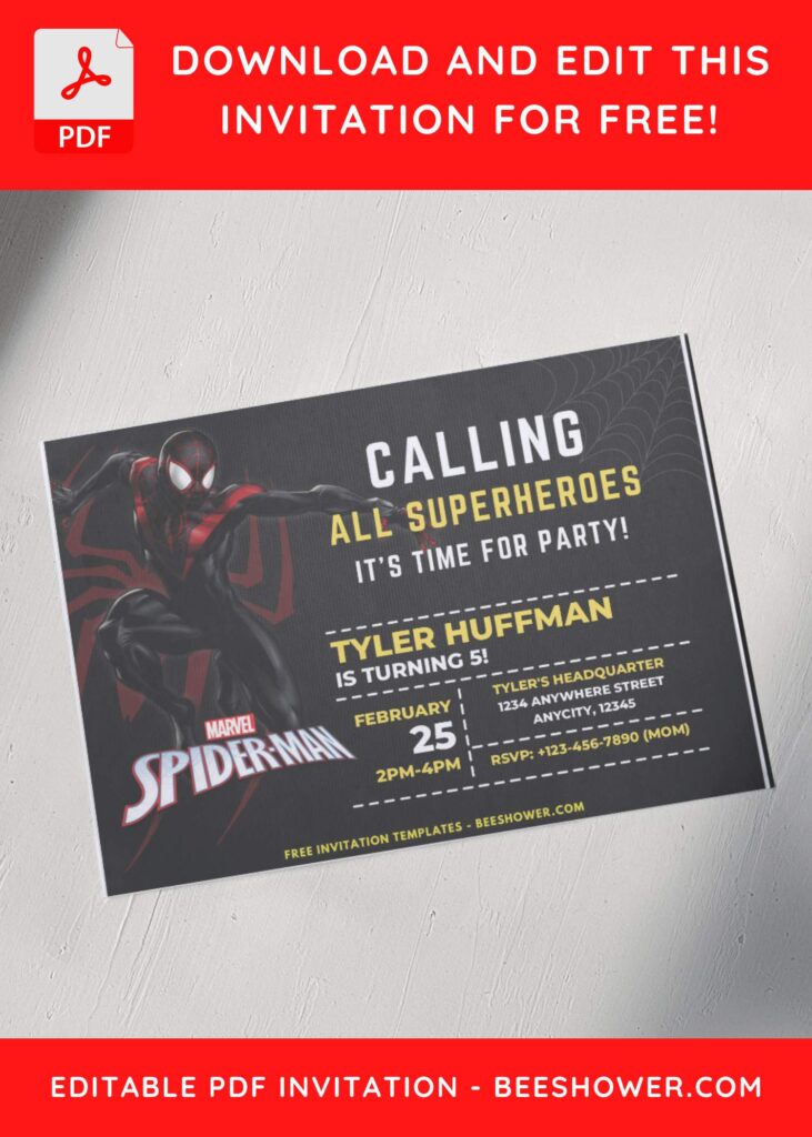 5 17 - Downloadable (Free PDF Invitation) Spiderman Birthday Invitation - Template No. 59