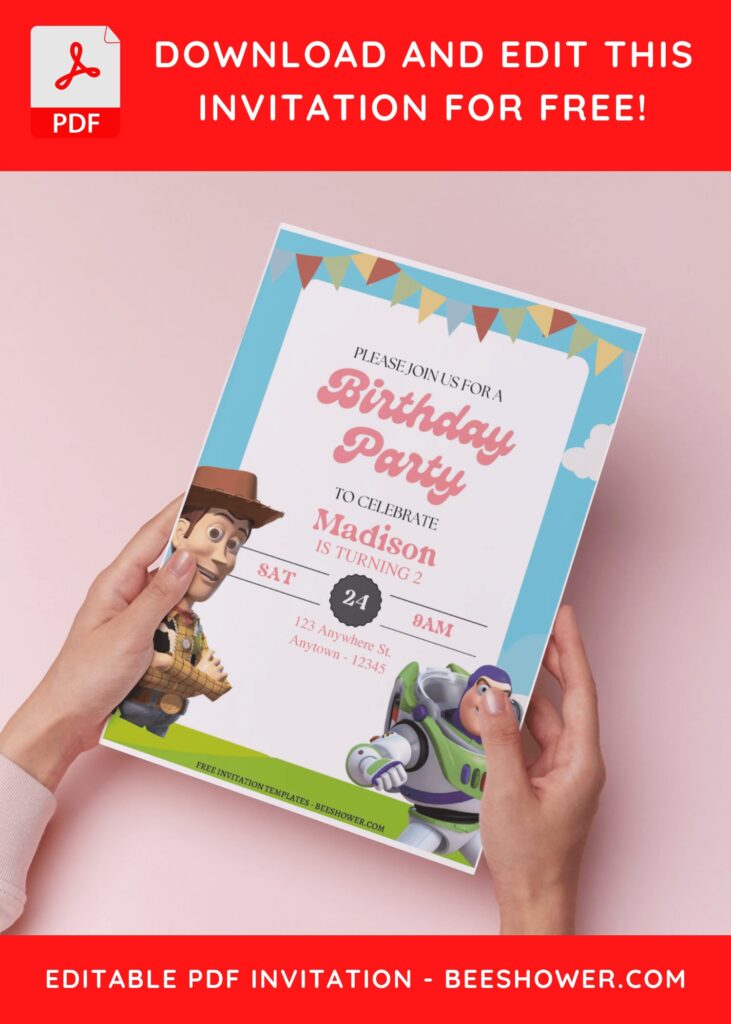 5 41 - Downloadable (Free PDF Invitation) Toy Story Sunshine Birthday Invitation - Template No. 47