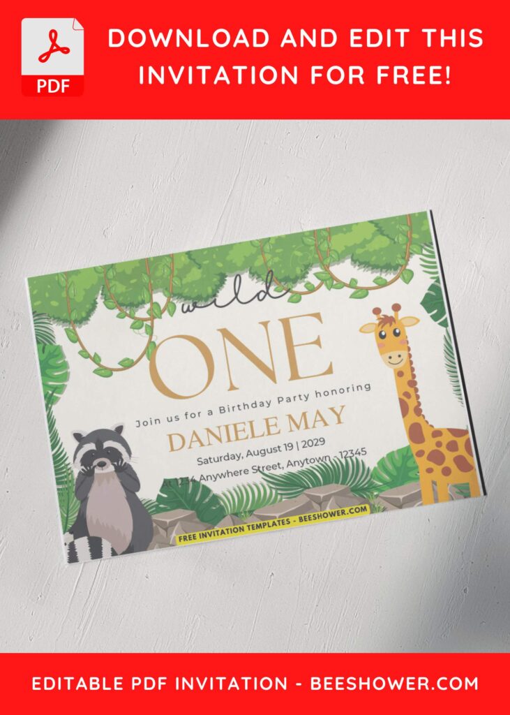 Wild One Woodland Invitation with racoon