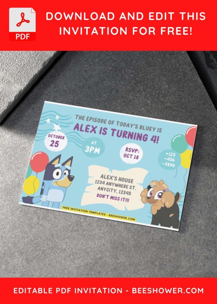 6 16 - Downloadable (Free PDF Invitation) Bluey And Friends Birthday Invitation - Template No. 69