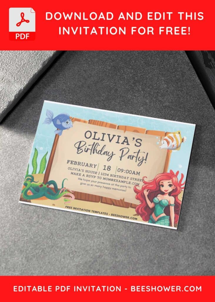 Under The Sea Theme Baby Shower Invitation with wooden text box