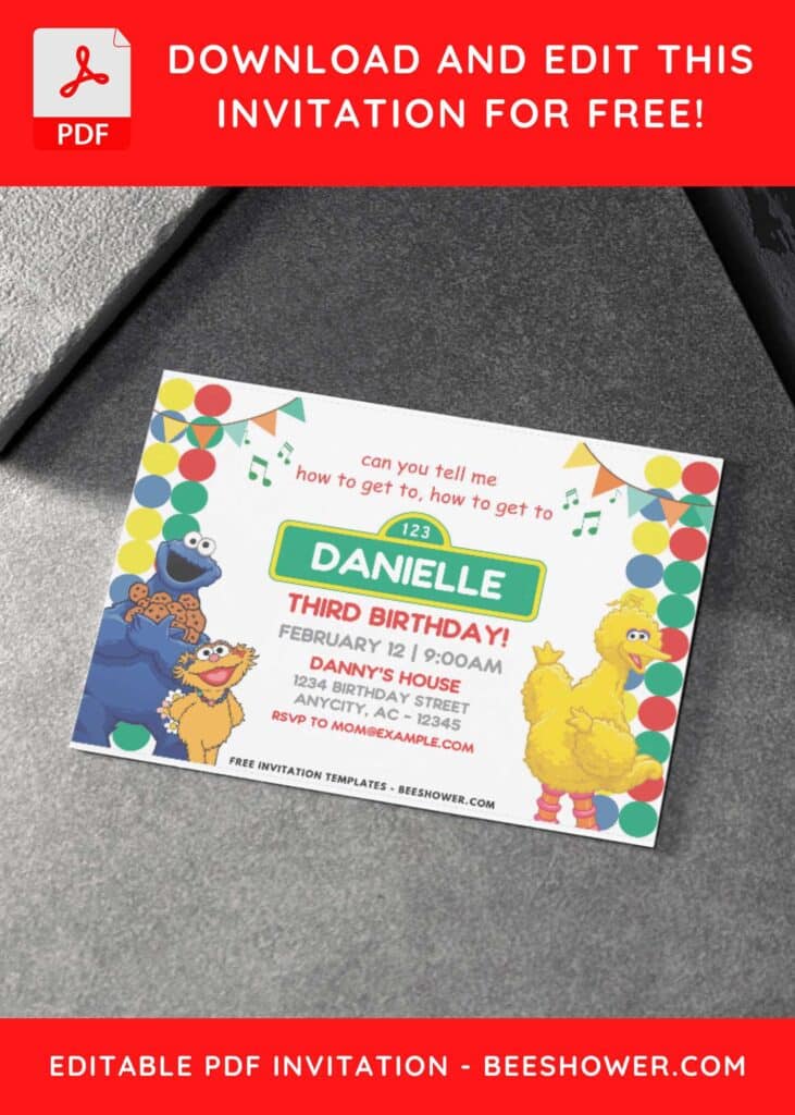 Sesame Street Baby Shower Invitation with editable text