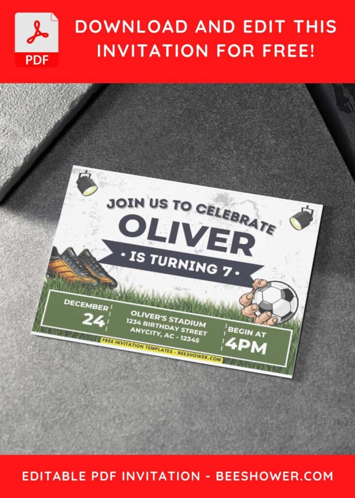 Football Boys Birthday Invitation with football cleats