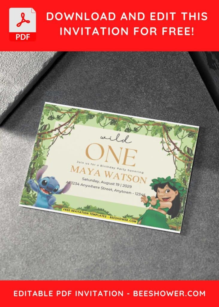 Wild One Lilo Stitch Invitation