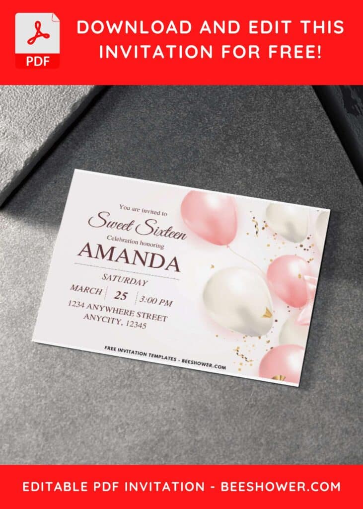 6 9 - Downloadable (Free PDF Invitation) Sparkling Gold Sweet 16 Birthday Invitation - Template No. 30