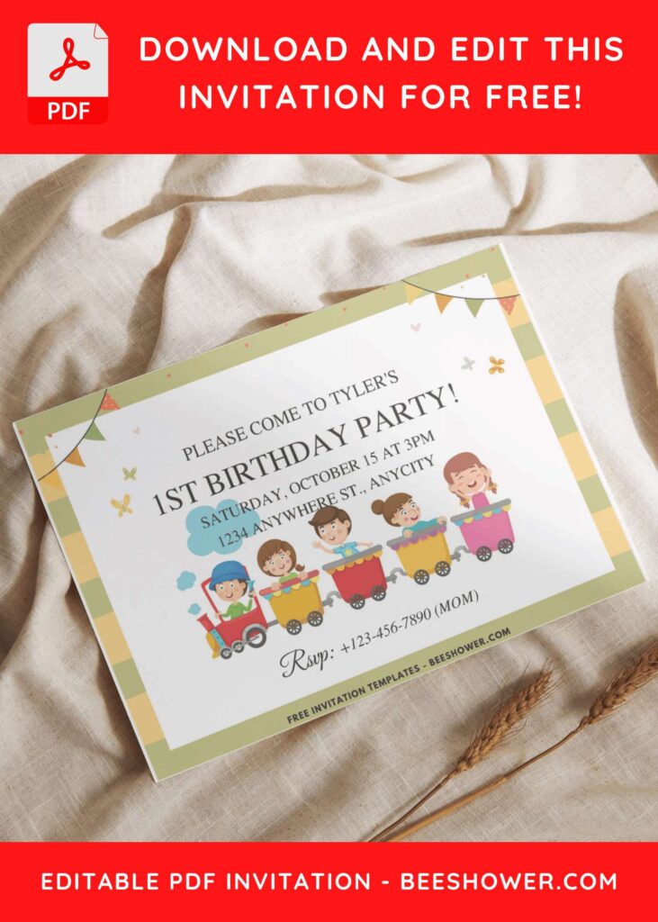 7 15 - Downloadable (Free PDF Invitation) Steam Train Baby Shower Invitation - Template No. 30