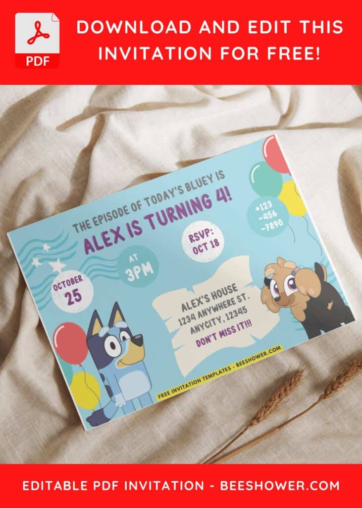 7 16 - Downloadable (Free PDF Invitation) Bluey And Friends Birthday Invitation - Template No. 67