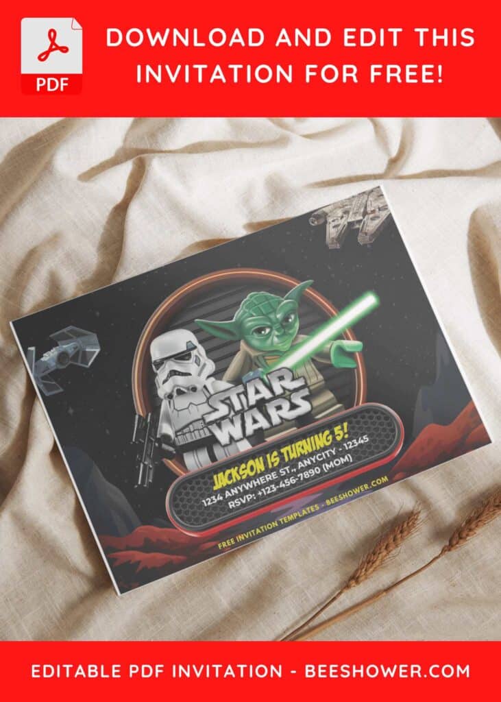 Star Wars Invitation With Neon Green Banner/Frame