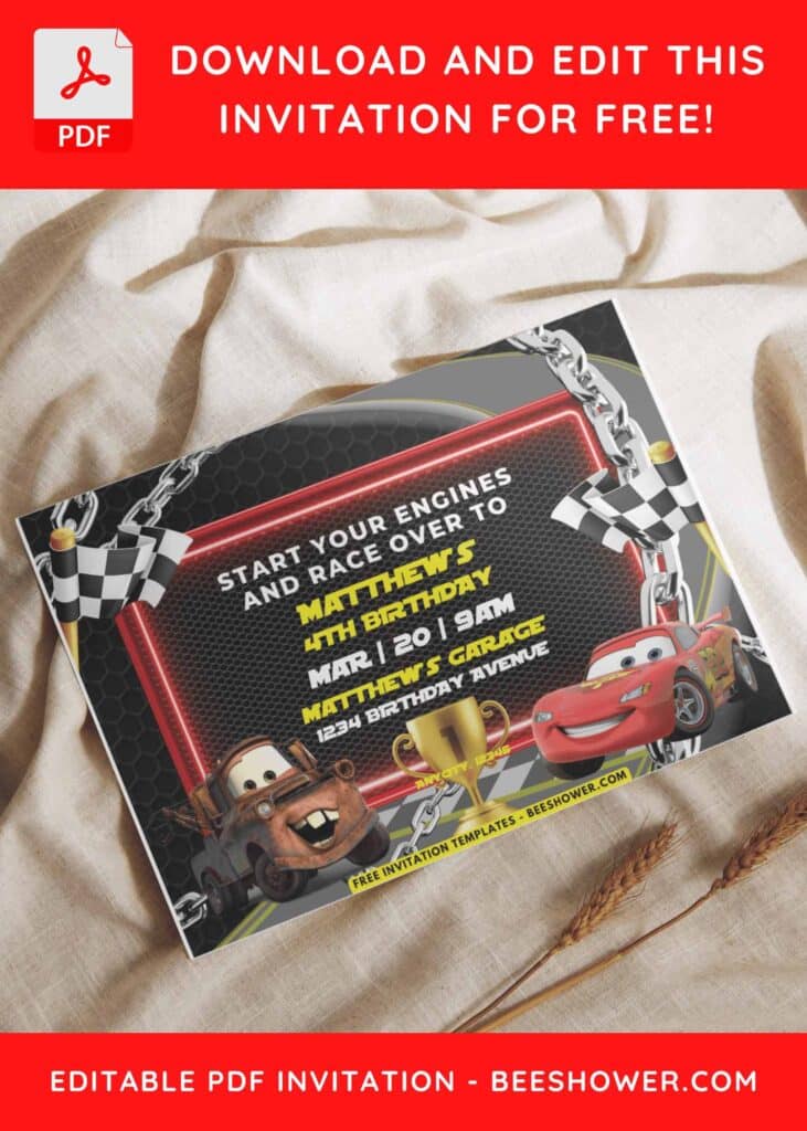 Pixar Cars Birthday Invitation