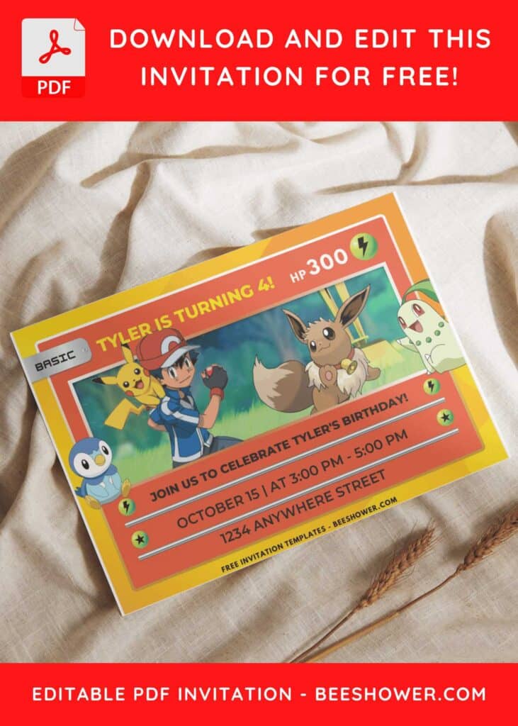 7 7 - Downloadable (Free PDF Invitation) Pokemon Adventure Birthday Invitation - Template No. 55