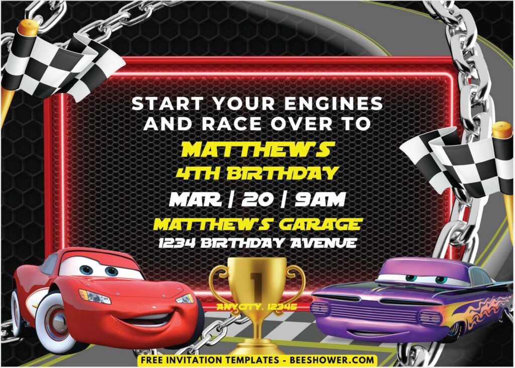 Full Throttle Pixar Cars Birthday Invitation