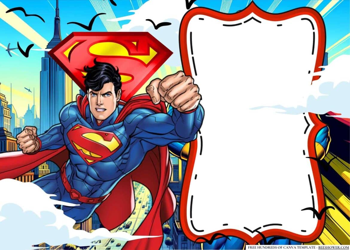 FREE Editable Superman Birthday Invitation | Beeshower