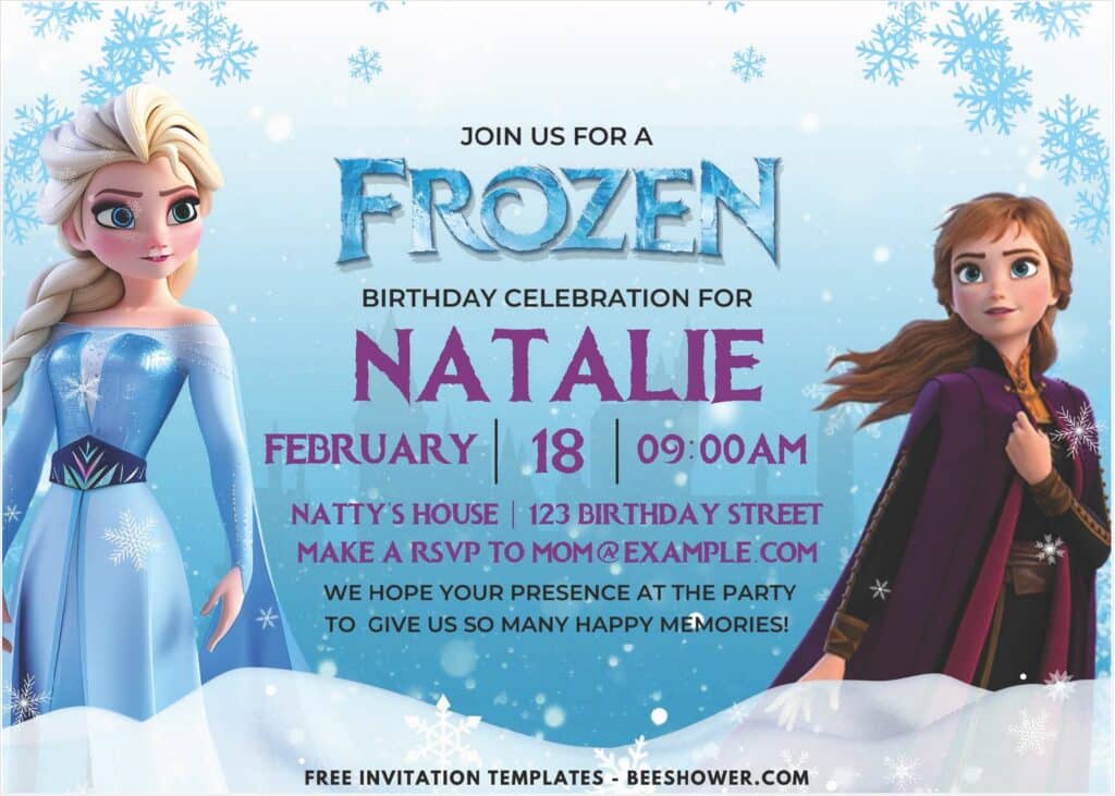 Disney Frozen Snow Theme Birthday Invitation