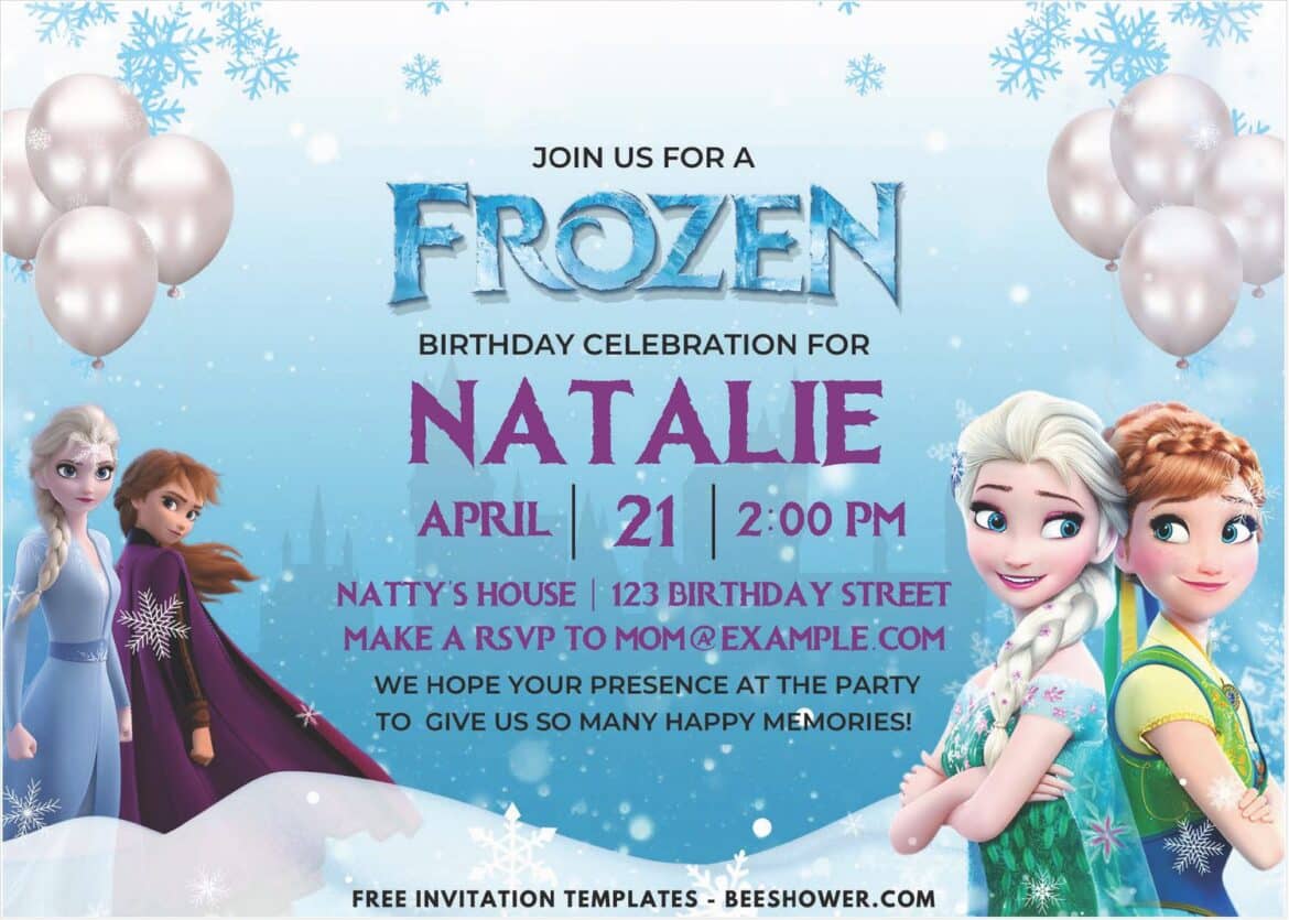 (Free PDF Invitation) Disney Frozen Snow Theme Birthday Invitation ...