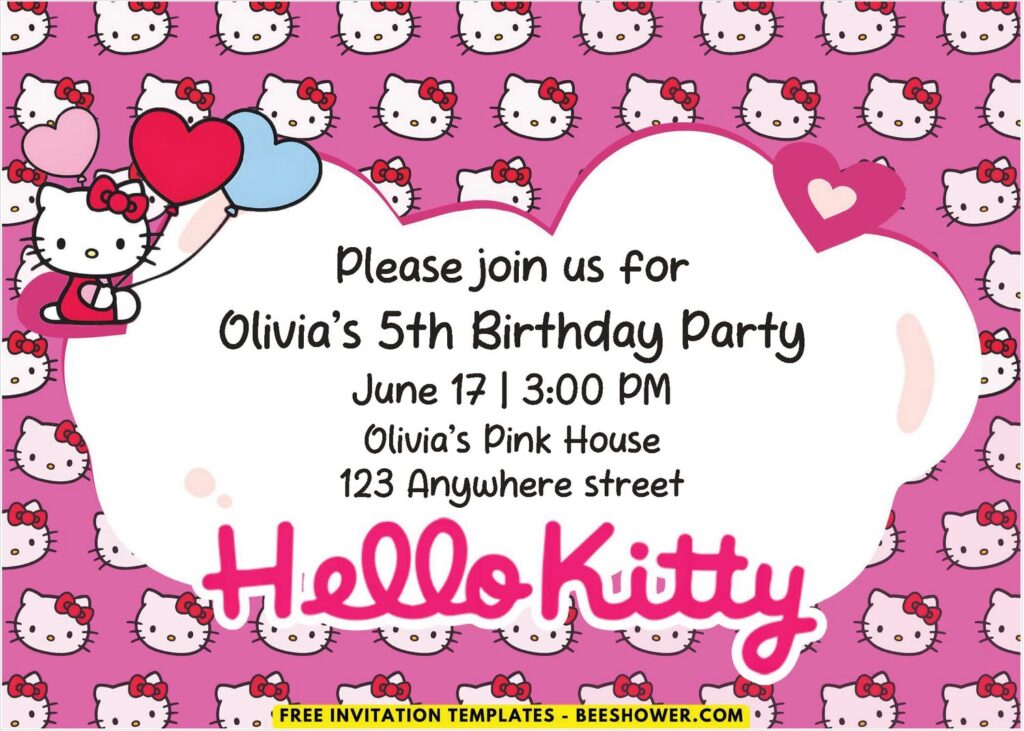 Pink Hello Kitty Baby Shower Invitation