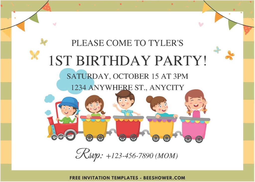 Kids Birthday C - Downloadable (Free PDF Invitation) Steam Train Birthday Invitation - Template No. 53