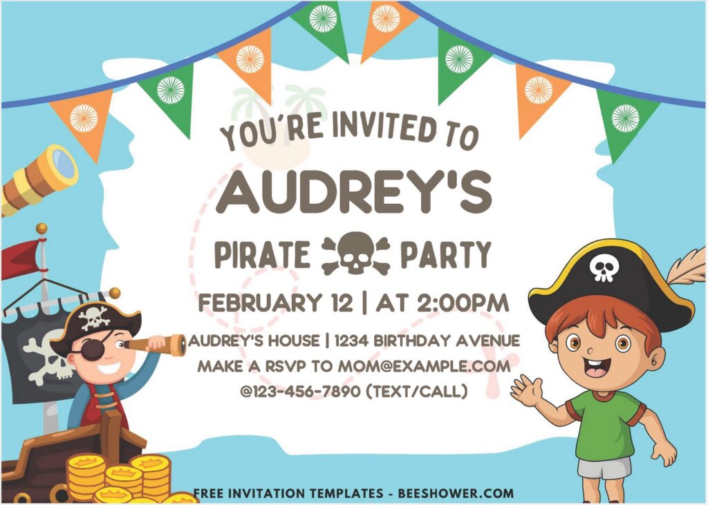 Ahoy Pirate Birthday Invitation