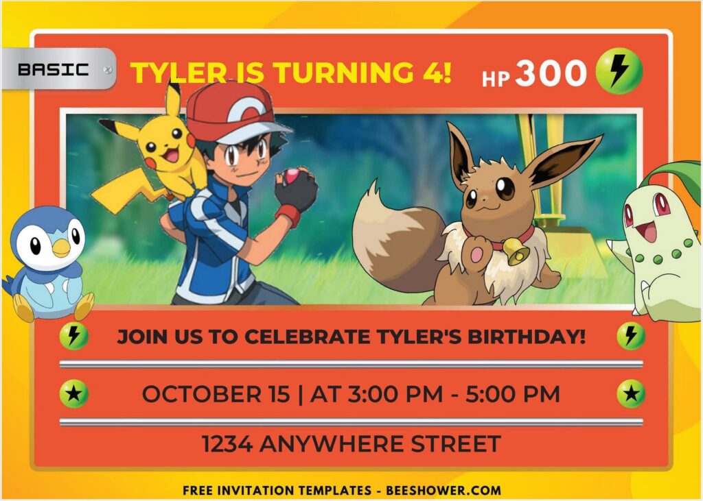 Pokemon C - Downloadable (Free PDF Invitation) Pokemon Adventure Birthday Invitation - Template No. 37