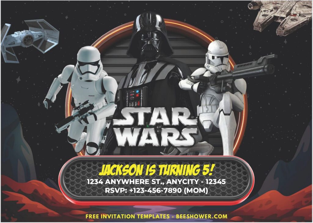 Star Wars Space Theme Birthday Invitation