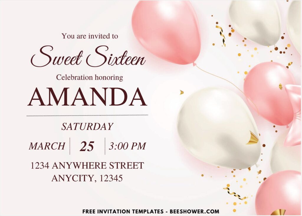 Sweet 16 B - Downloadable (Free PDF Invitation) Sparkling Gold Sweet 16 Birthday Invitation - Template No. 24