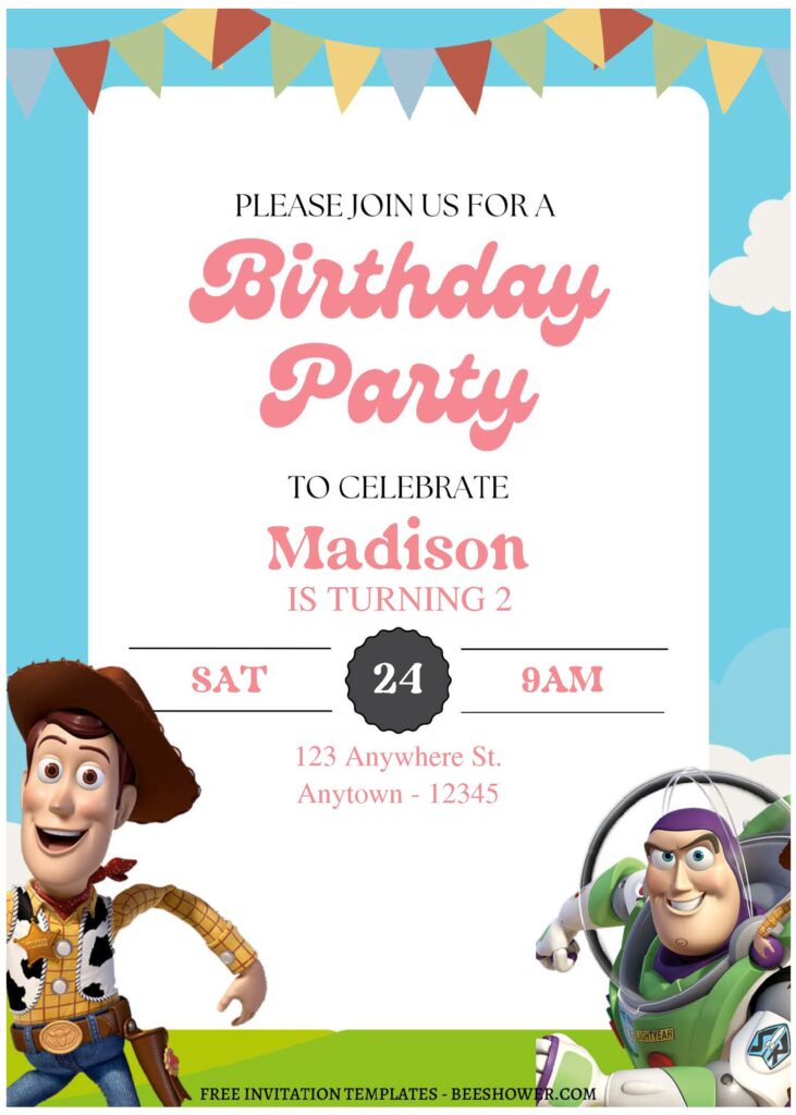 Toy Story C - Downloadable (Free PDF Invitation) Toy Story Sunshine Birthday Invitation - Template No. 35