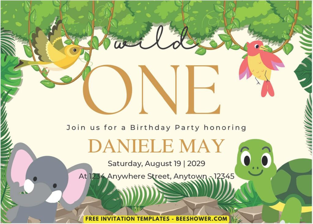 Cartoon Wild One Woodland Invitation