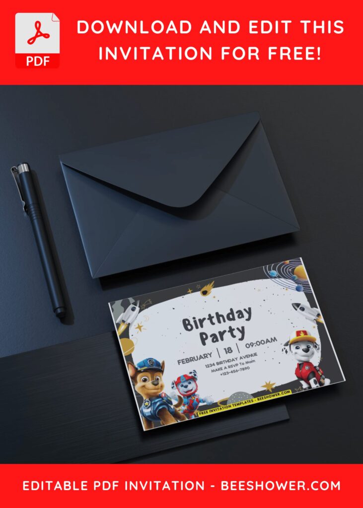 PAW Patrol kids birthday invitation