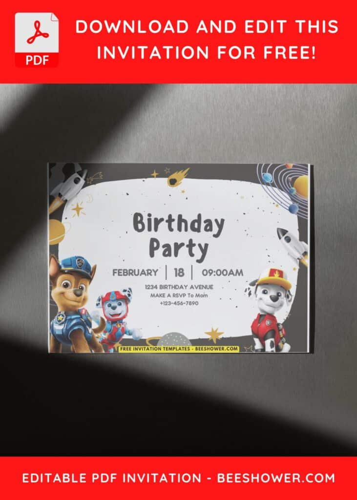 Free PAW Patrol Space Birthday Invitation