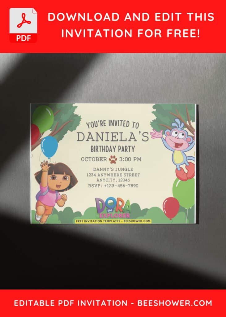 Dora Jungle Baby Shower Invitation