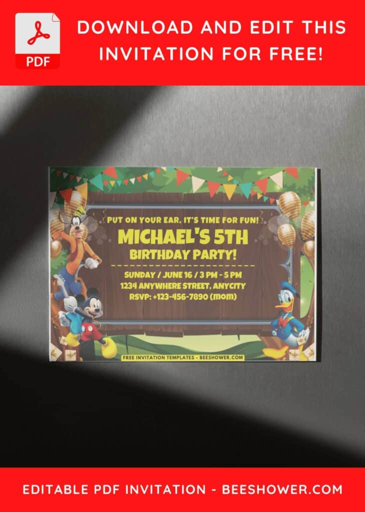 Mickey And Goofy Birthday Invitation