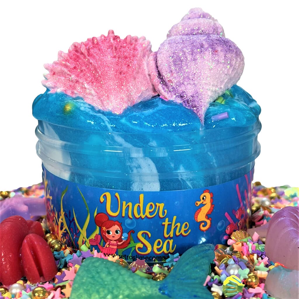 Under the sea slime with sea shell and weed