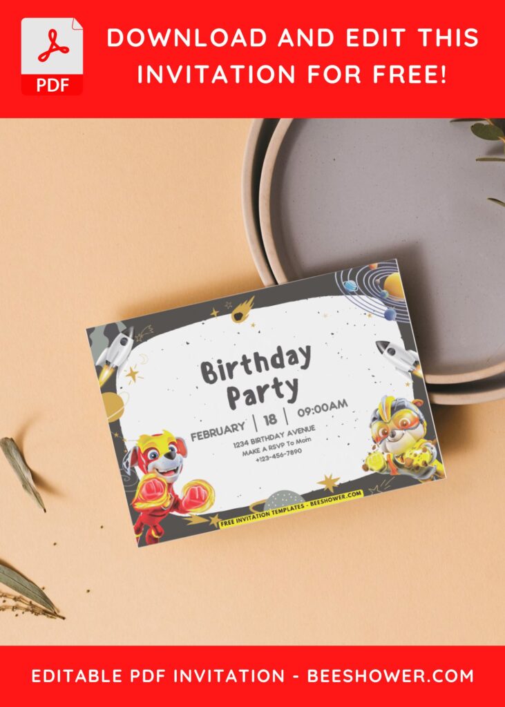 Outer Space PAW Patrol Birthday Invitation