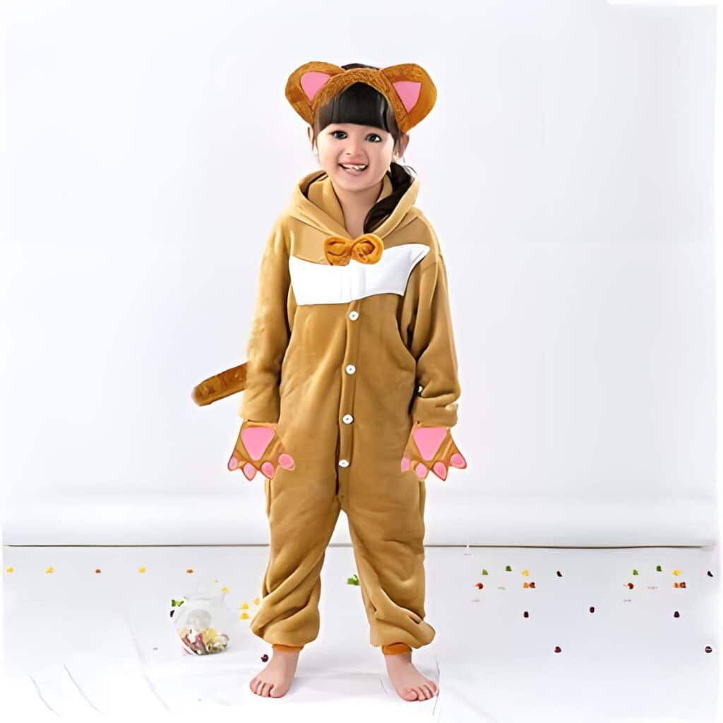 Cute Birthday Little Girl In Teddy bear costume