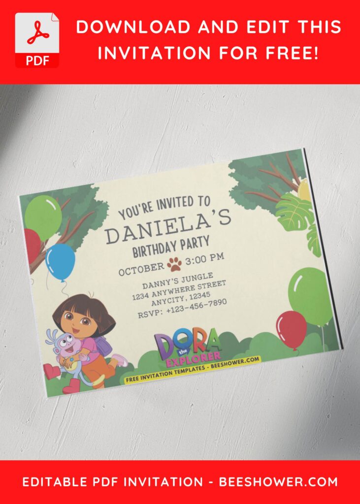 Dora the Explorer 1st Birthday Invitation